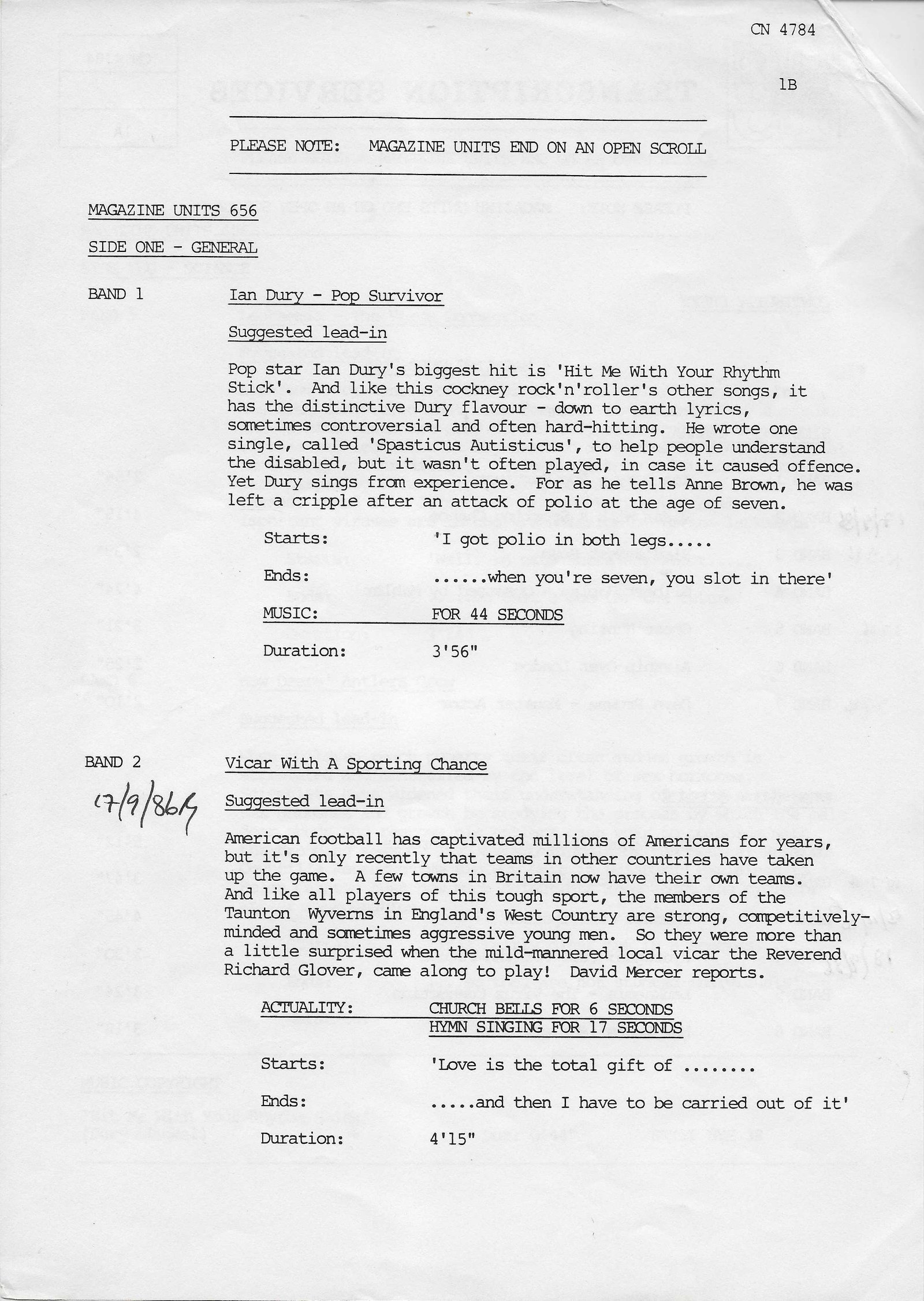 Inserts from CN 4784